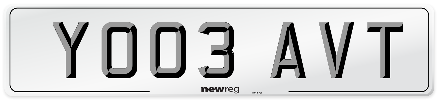 YO03 AVT Number Plate from New Reg